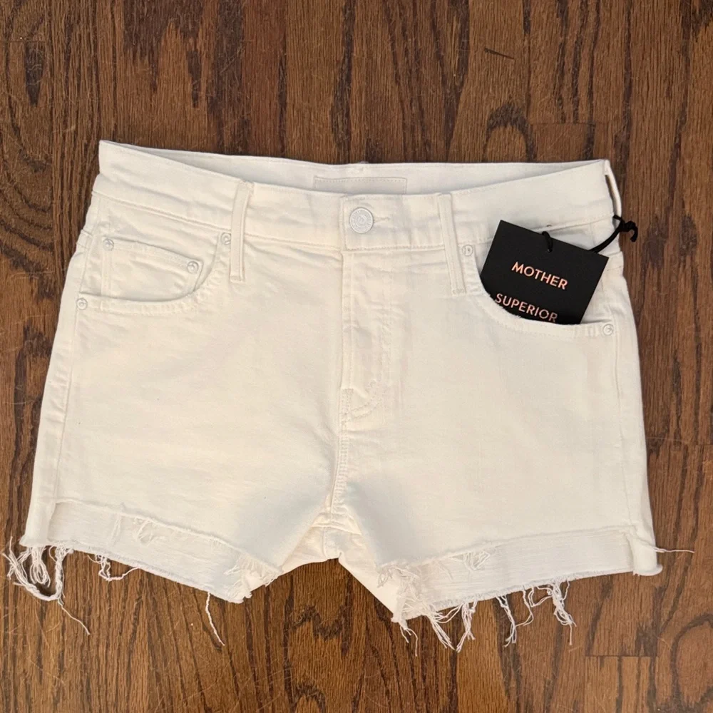 MOTHER Superior White Jean Shorts - Picture 2 of 4